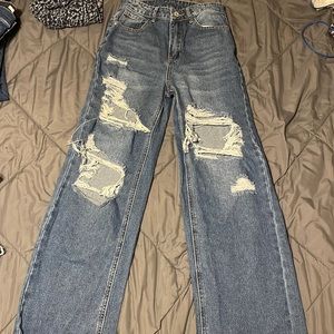 Shein wide legged mom blue jeans size 2